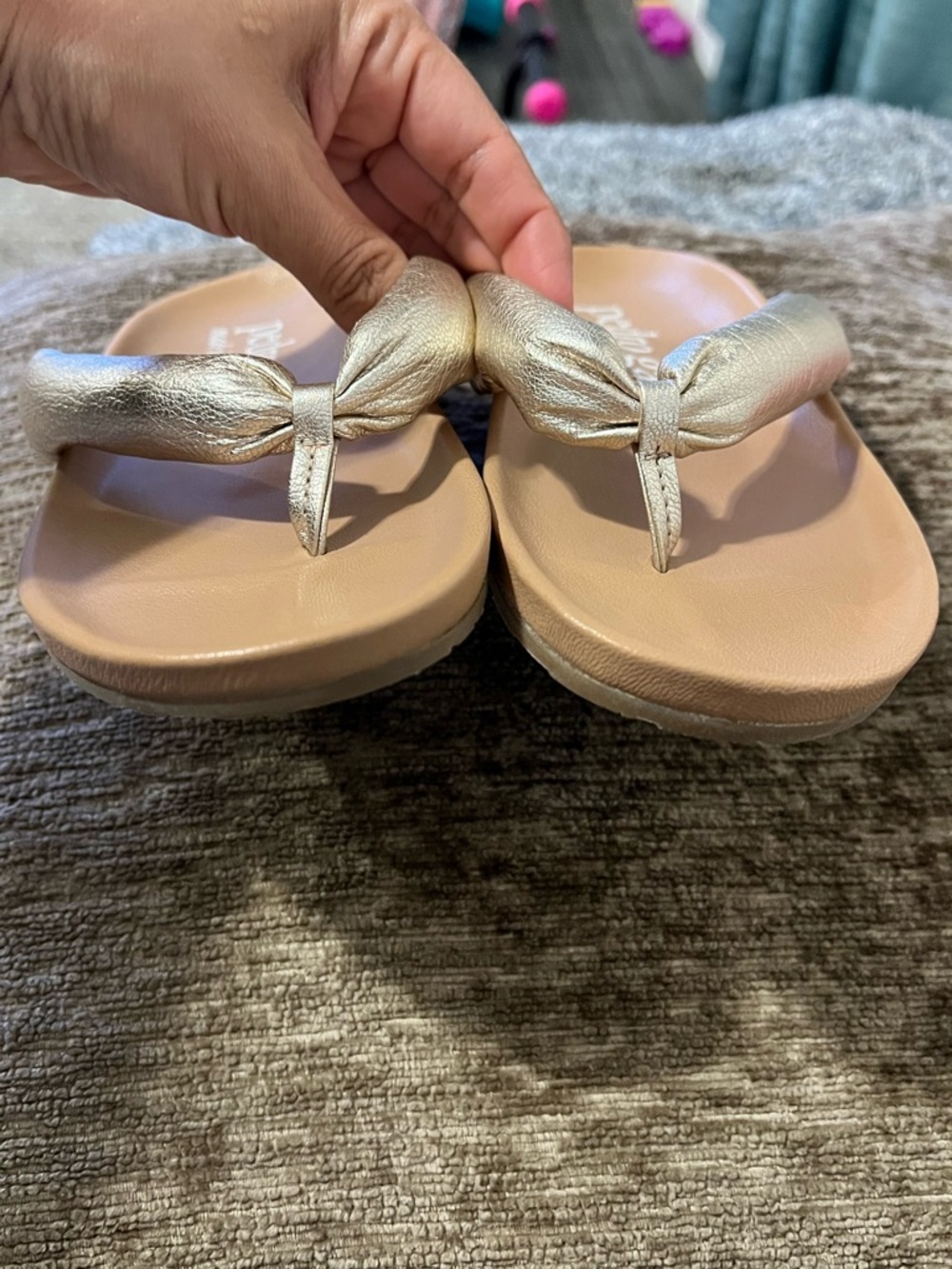 NWOT Pedro Garcia Metallic Padded Thong Sandals Size 36.5 (6.5 US) - Picture 2 of 8